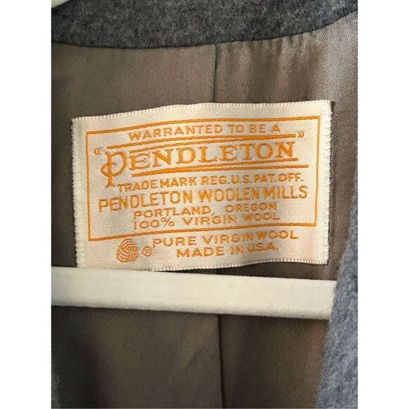 Pendleton Vintage Oversized Buttoned Virgin Wool Trench Coat Womens Gray Size - Picture 5 of 6